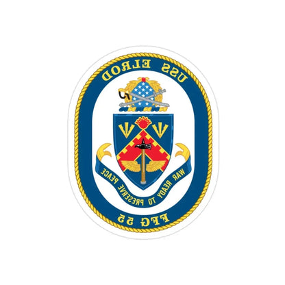 USS Elrod FFG 55 (U.S. Navy) REVERSE PRINT Transparent Die-Cut STICKER 2 Inch Die-Cut Transparent - The Sticker Space