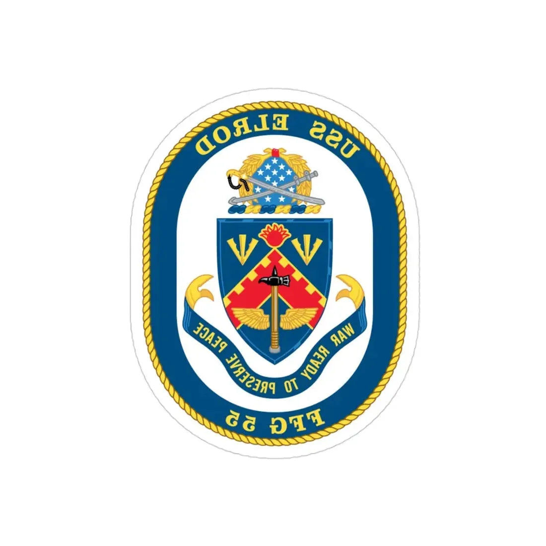 USS Elrod FFG 55 (U.S. Navy) REVERSE PRINT Transparent Die-Cut STICKER 3 Inch Die-Cut Transparent - The Sticker Space