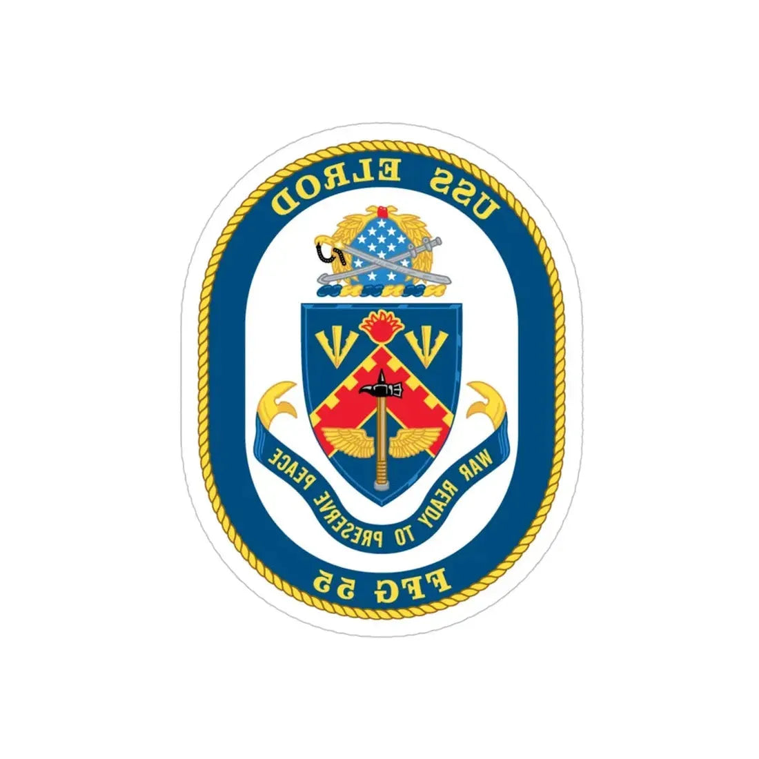 USS Elrod FFG 55 (U.S. Navy) REVERSE PRINT Transparent Die-Cut STICKER 4 Inch Die-Cut Transparent - The Sticker Space