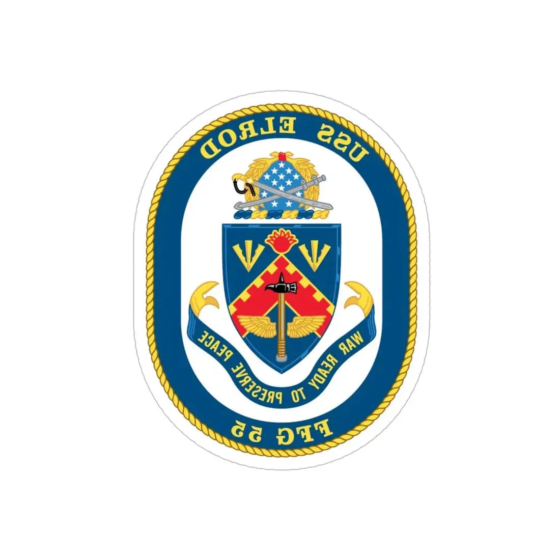 USS Elrod FFG 55 (U.S. Navy) REVERSE PRINT Transparent Die-Cut STICKER 6 Inch Die-Cut Transparent - The Sticker Space