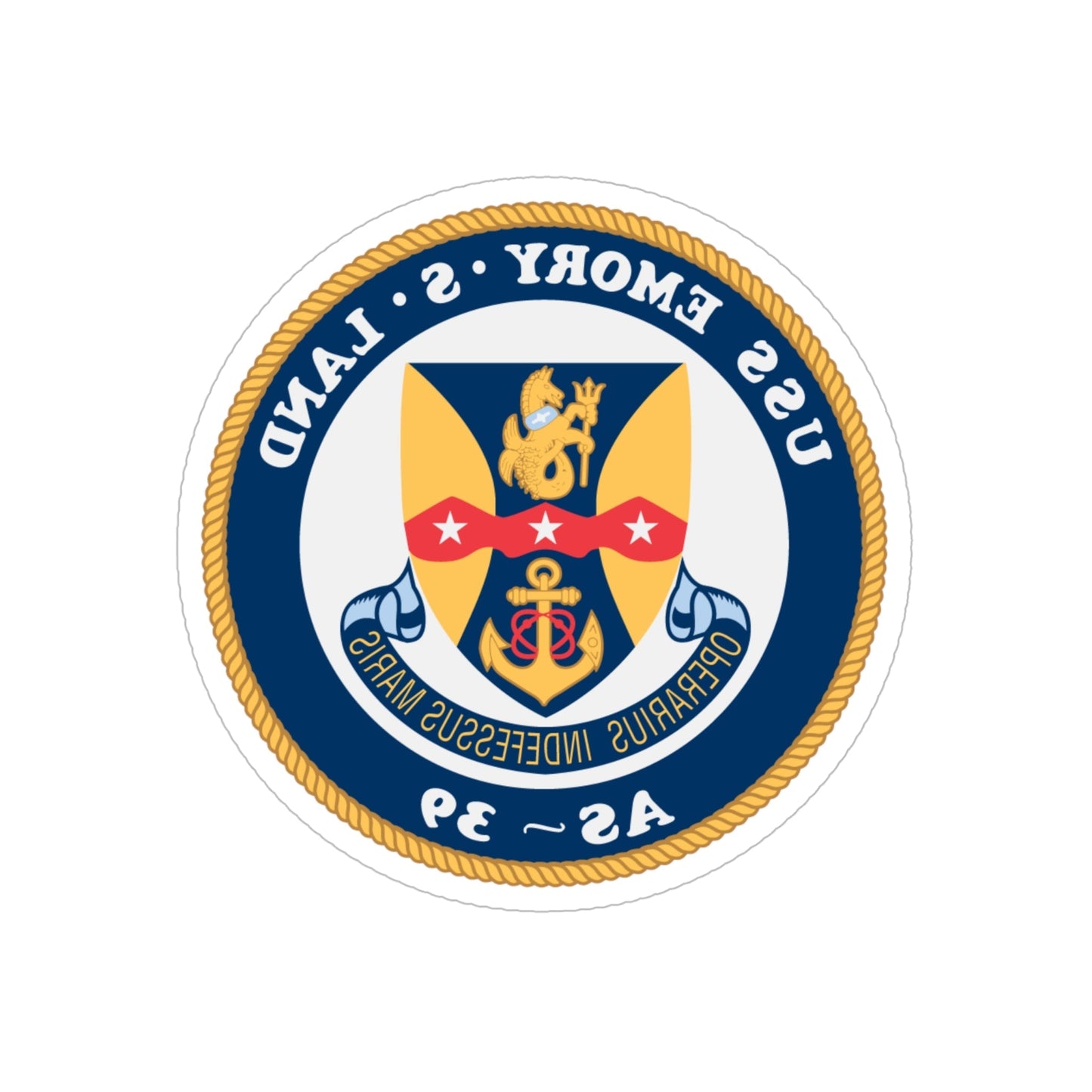 USS Emory S Land AS 39 (U.S. Navy) REVERSE PRINT Transparent STICKER-6 Inch-The Sticker Space