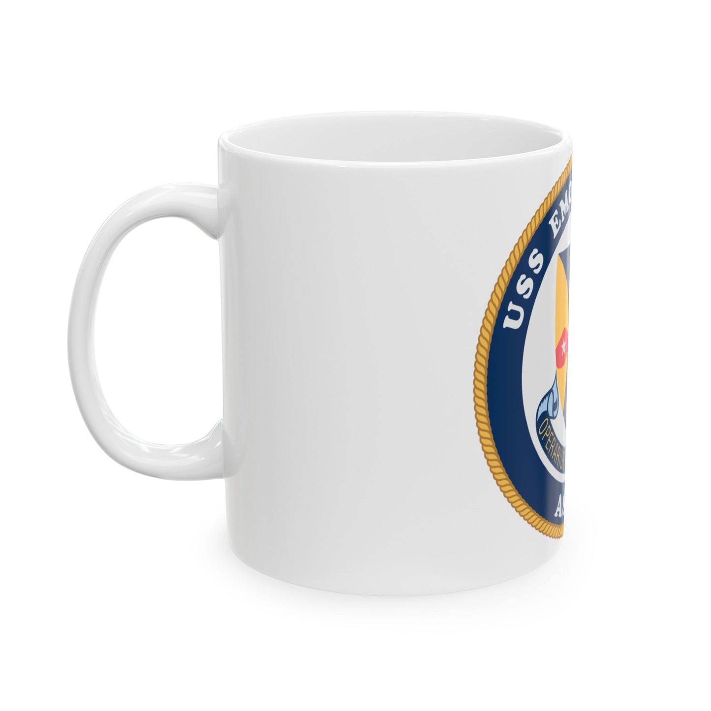 USS Emory S Land AS 39 (U.S. Navy) White Coffee Mug-The Sticker Space