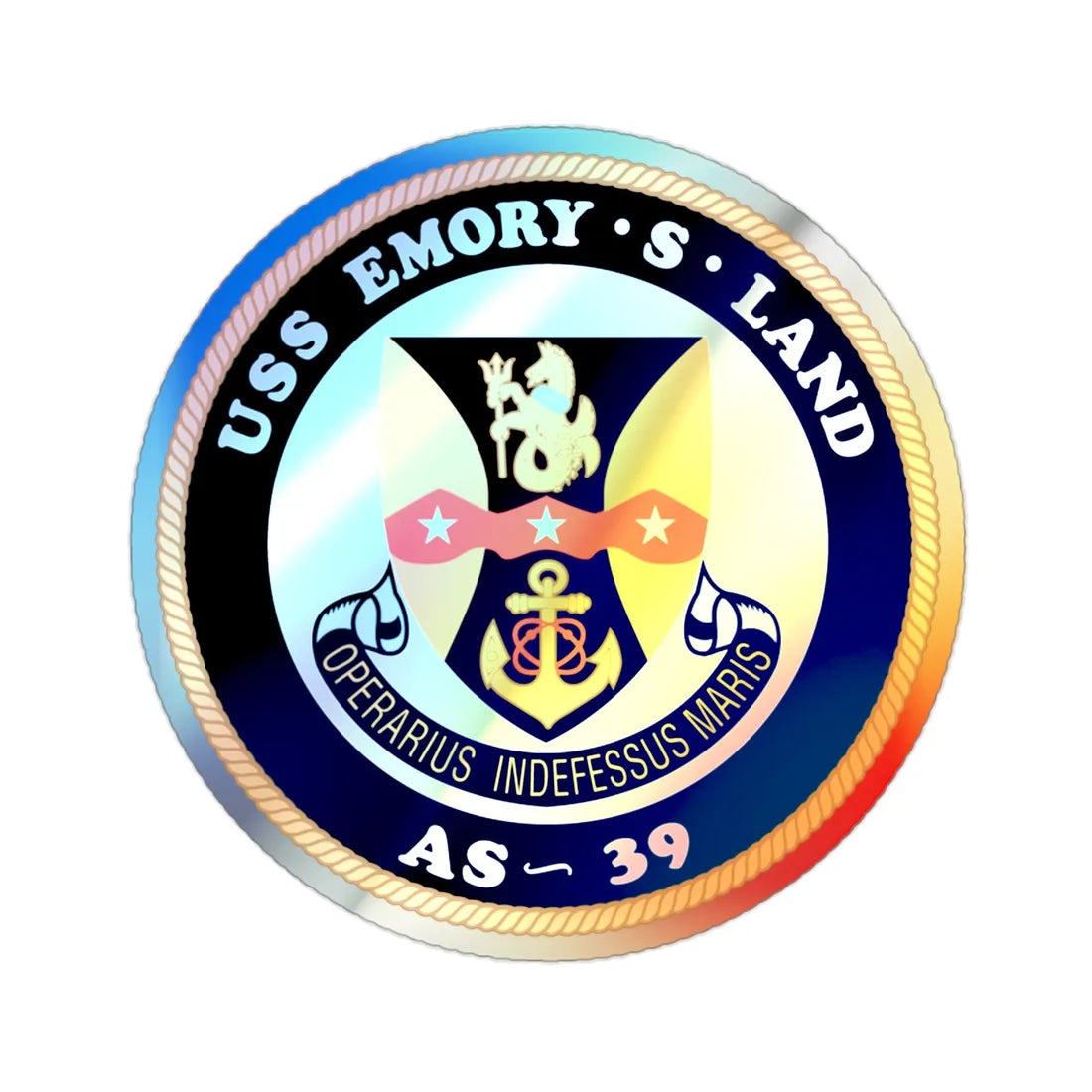 USS Emory S Land AS 39 (U.S. Navy) Holographic STICKER Die-Cut Vinyl Decal 2 Inch Holographic - The Sticker Space