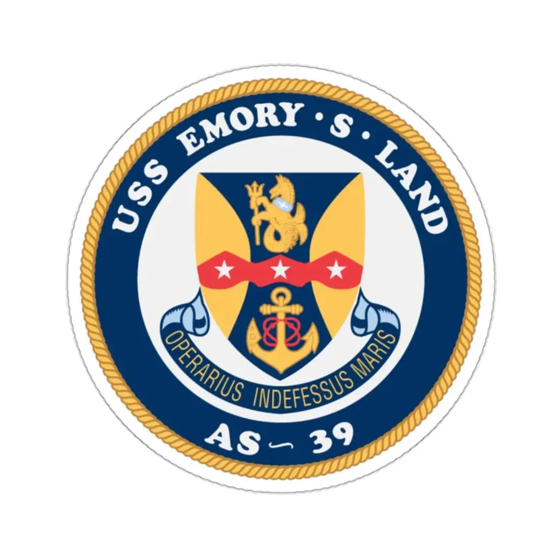 USS Emory S Land AS 39 (U.S. Navy) STICKER Vinyl Kiss-Cut Decal 2 Inch White - The Sticker Space