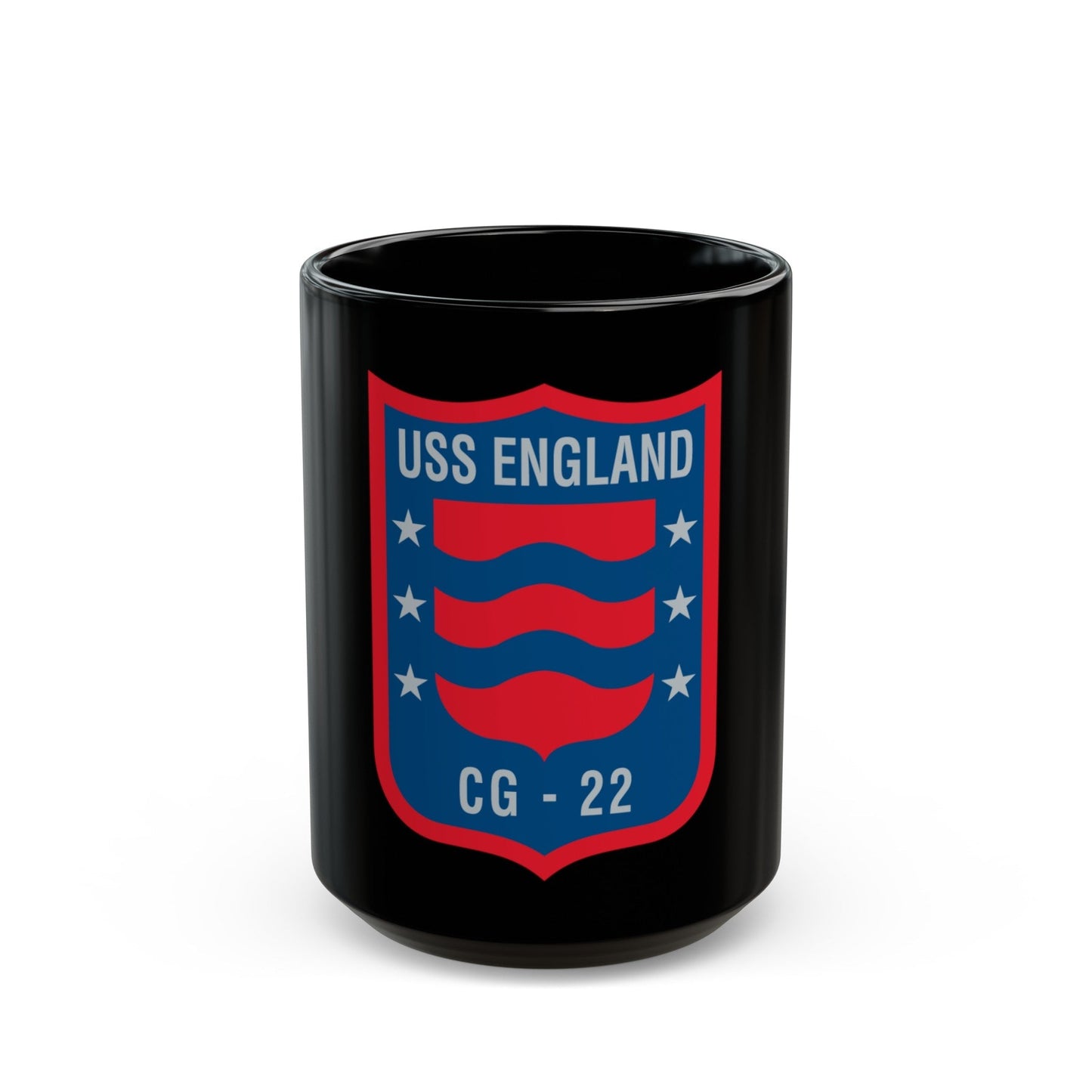 USS England CG 22 (U.S. Navy) Black Coffee Mug-15oz-The Sticker Space