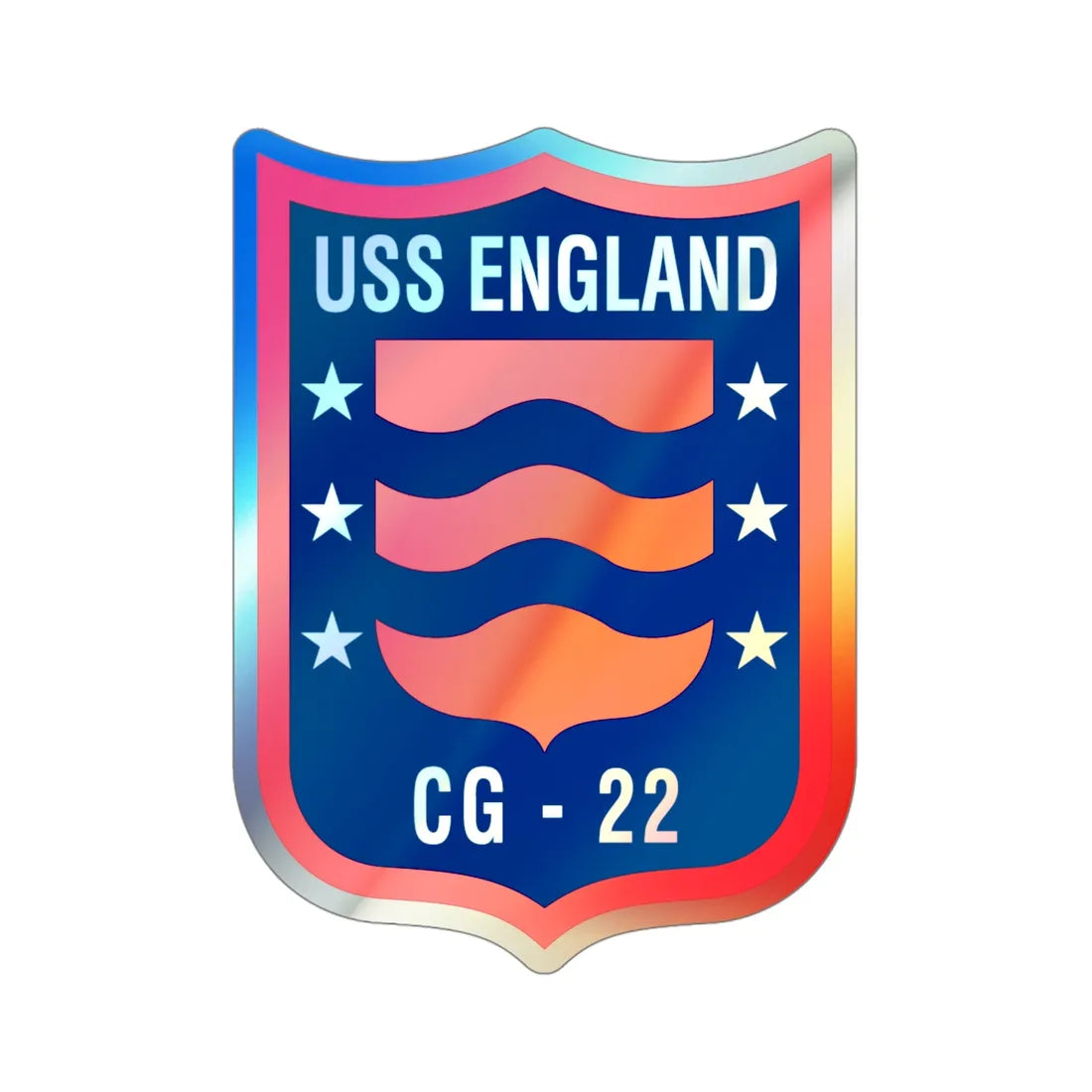 USS England CG 22 (U.S. Navy) Holographic STICKER Die-Cut Vinyl Decal 4 Inch Holographic - The Sticker Space
