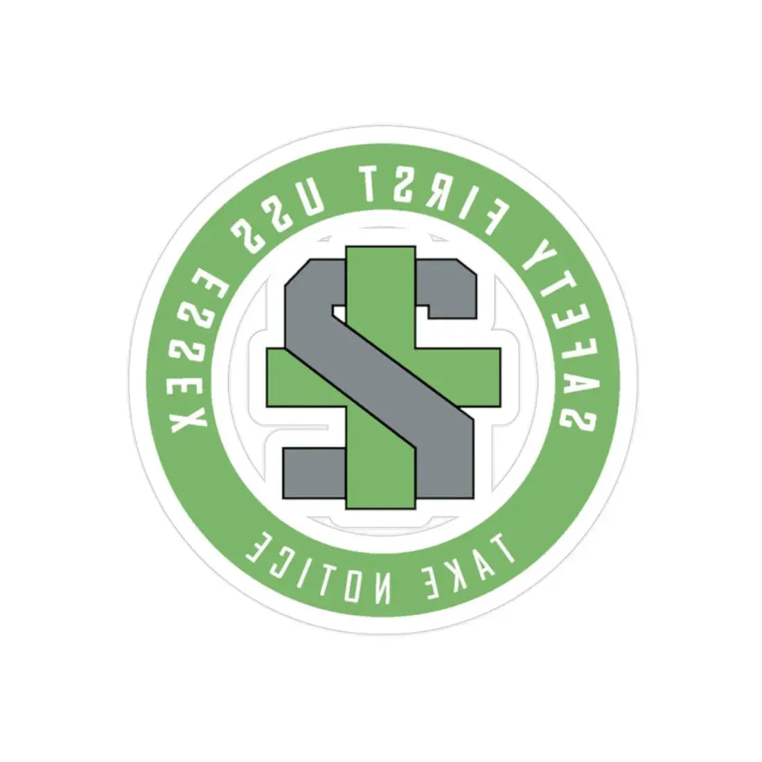 USS Essex LHD 2 Safety 1st (U.S. Navy) REVERSE PRINT Transparent Die-Cut STICKER 2 Inch Die-Cut Transparent - The Sticker Space