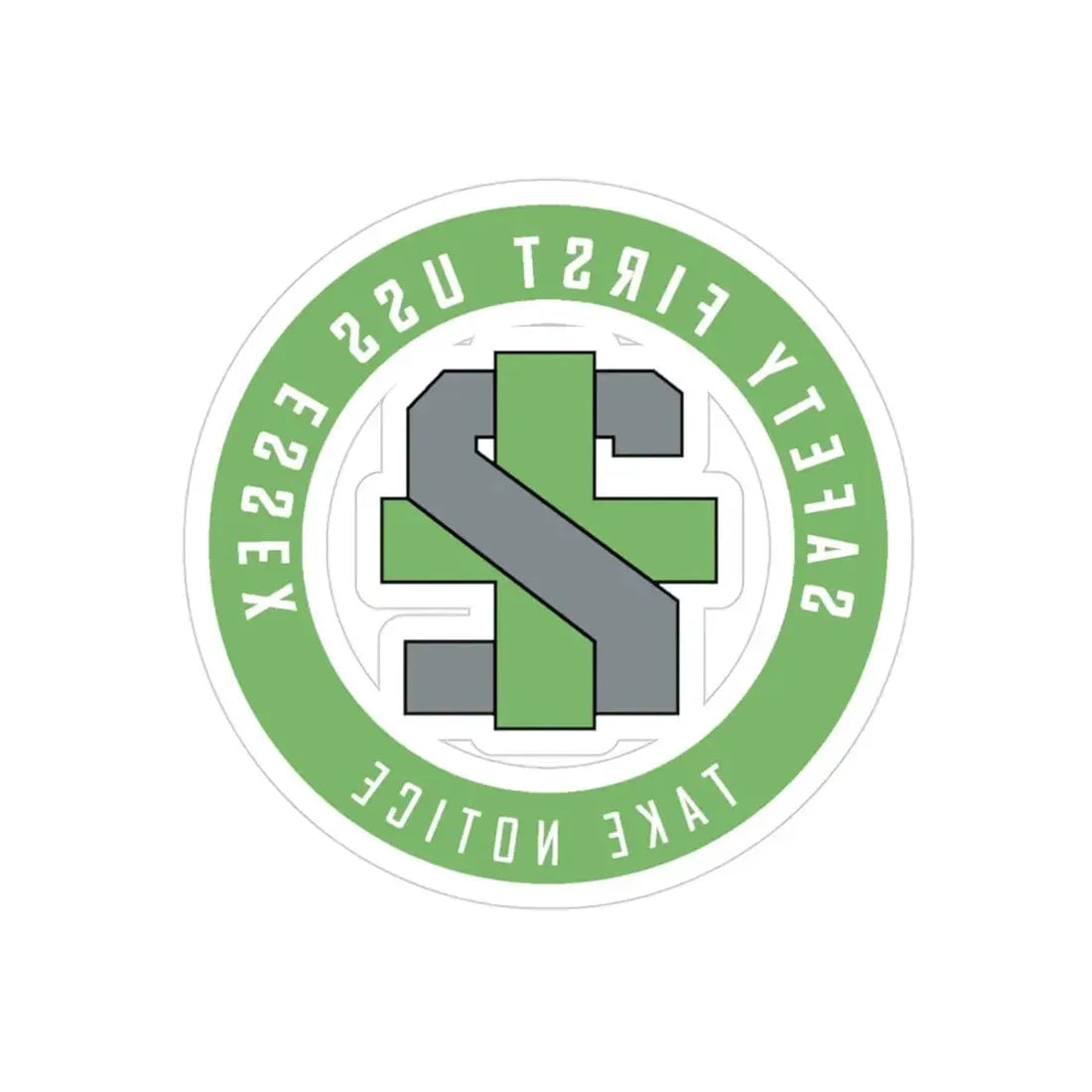 USS Essex LHD 2 Safety 1st (U.S. Navy) REVERSE PRINT Transparent Die-Cut STICKER 3 Inch Die-Cut Transparent - The Sticker Space