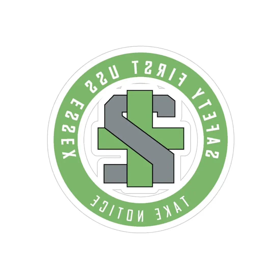 USS Essex LHD 2 Safety 1st (U.S. Navy) REVERSE PRINT Transparent Die-Cut STICKER 4 Inch Die-Cut Transparent - The Sticker Space