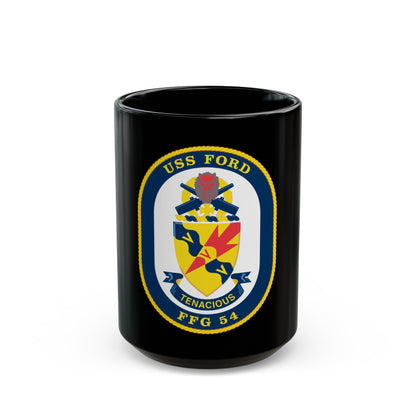 USS Ford FFG 54 (U.S. Navy) Black Coffee Mug-15oz-The Sticker Space