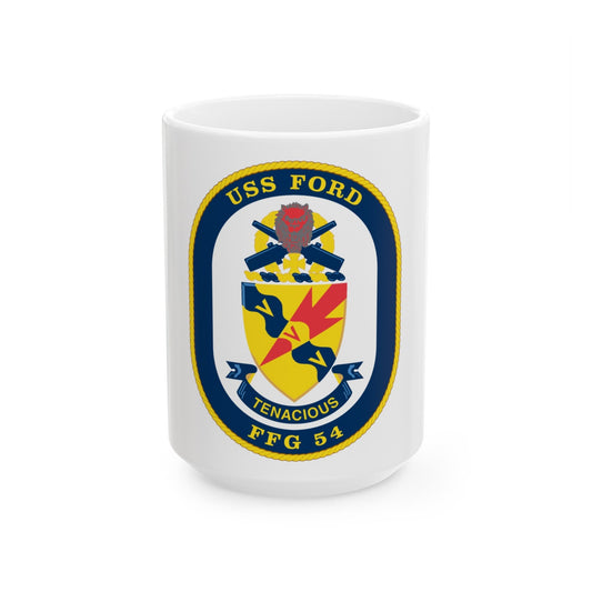 USS Ford FFG 54 (U.S. Navy) White Coffee Mug-15oz-The Sticker Space