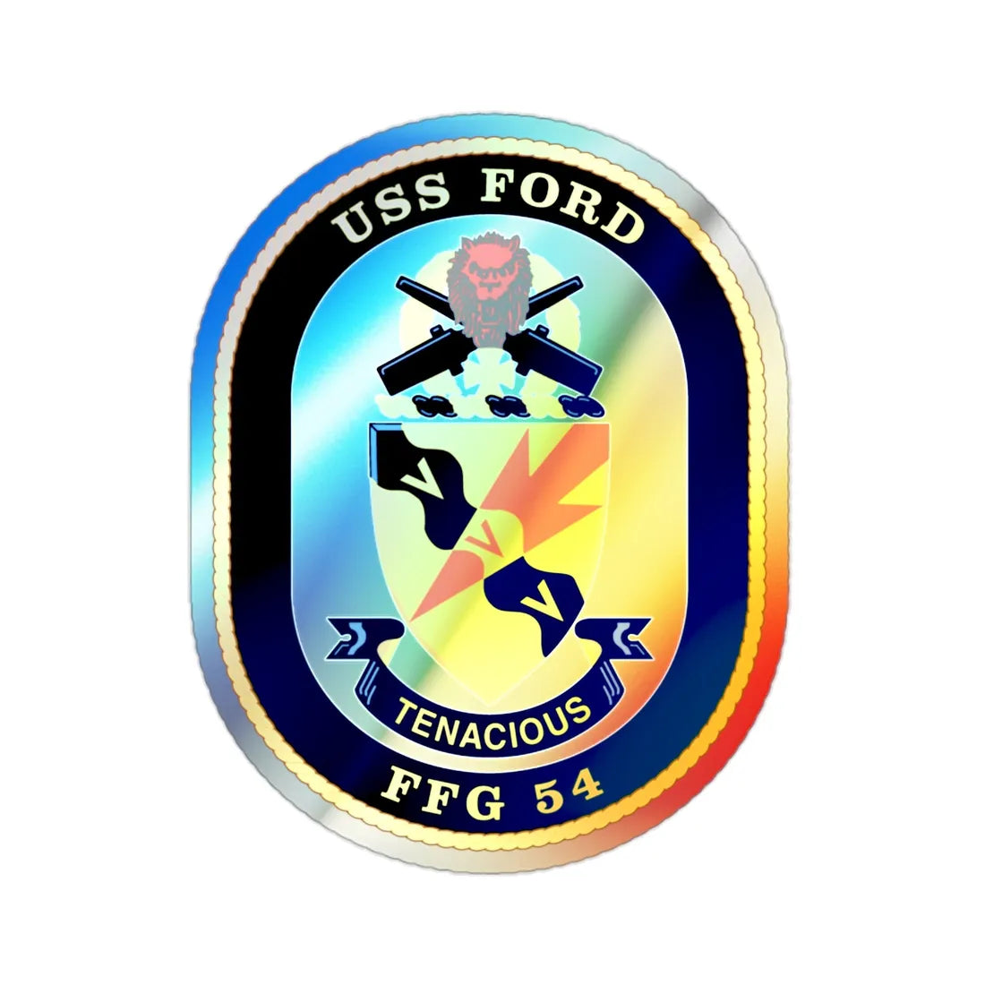 USS Ford FFG 54 (U.S. Navy) Holographic STICKER Die-Cut Vinyl Decal 2 Inch Holographic - The Sticker Space