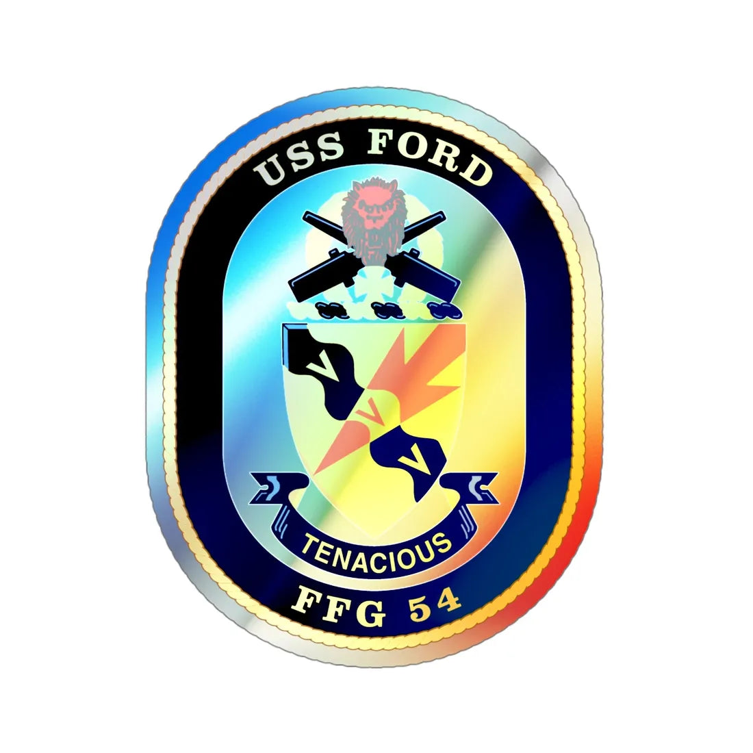 USS Ford FFG 54 (U.S. Navy) Holographic STICKER Die-Cut Vinyl Decal 4 Inch Holographic - The Sticker Space