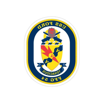 USS Ford FFG 54 (U.S. Navy) REVERSE PRINT Transparent Die-Cut STICKER 6 Inch Die-Cut Transparent - The Sticker Space