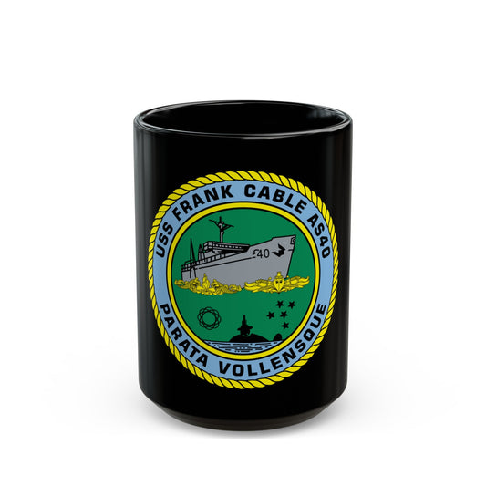 USS Frank Cable AS40 Parata Vollensque (U.S. Navy) Black Coffee Mug-15oz-The Sticker Space
