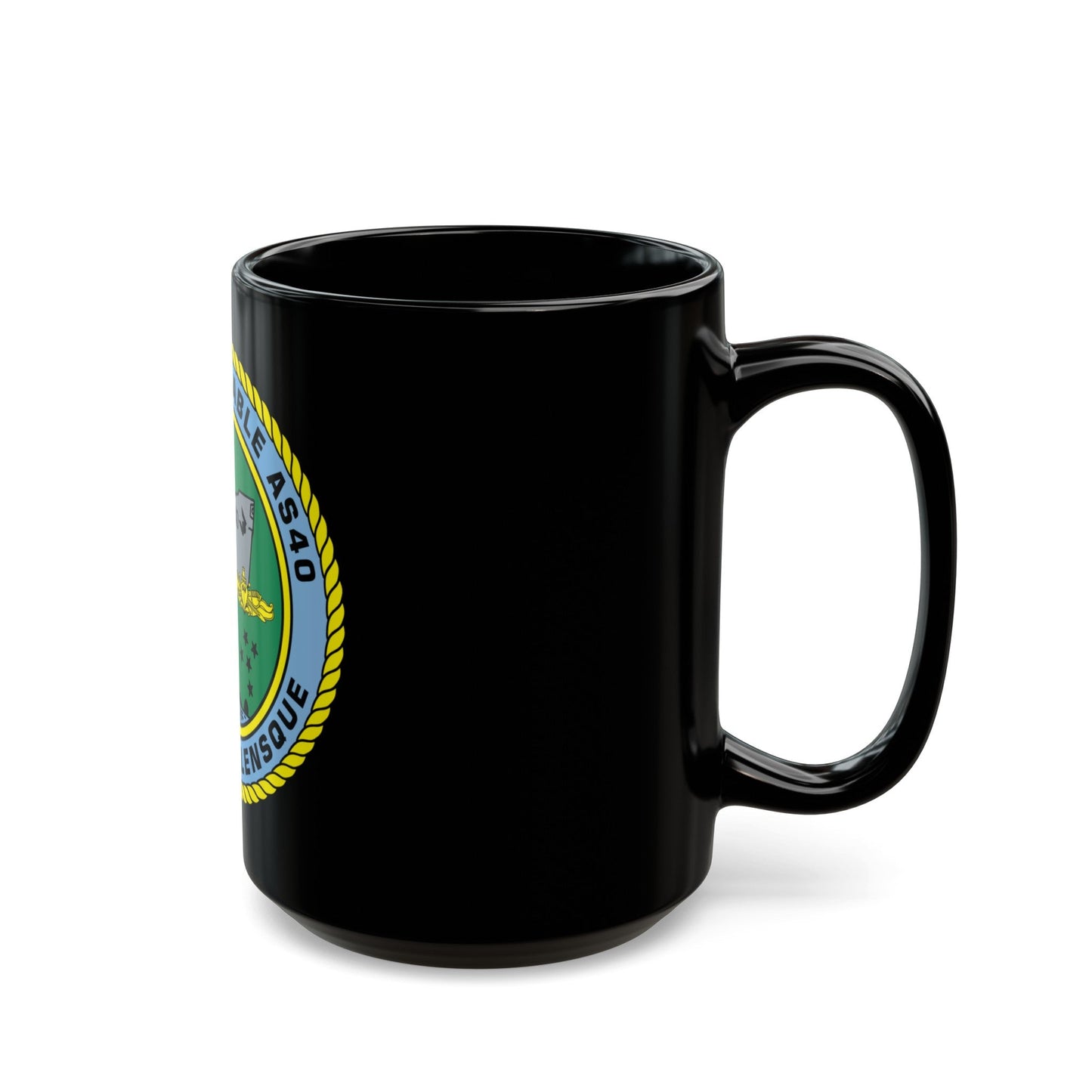 USS Frank Cable AS40 Parata Vollensque (U.S. Navy) Black Coffee Mug-The Sticker Space