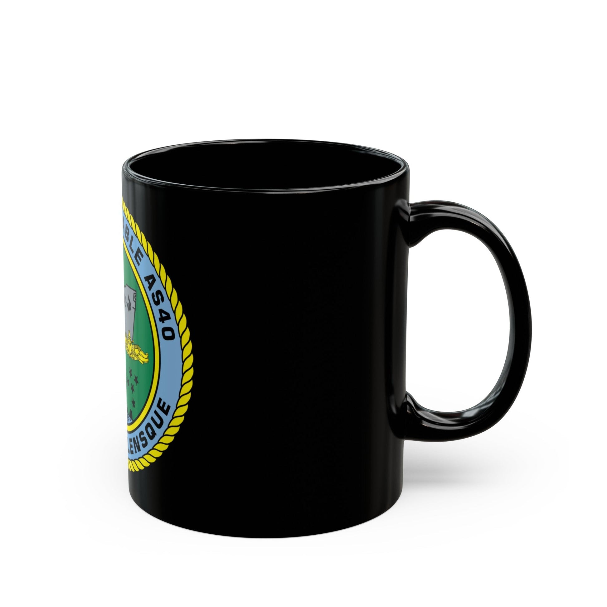 USS Frank Cable AS40 Parata Vollensque (U.S. Navy) Black Coffee Mug-The Sticker Space