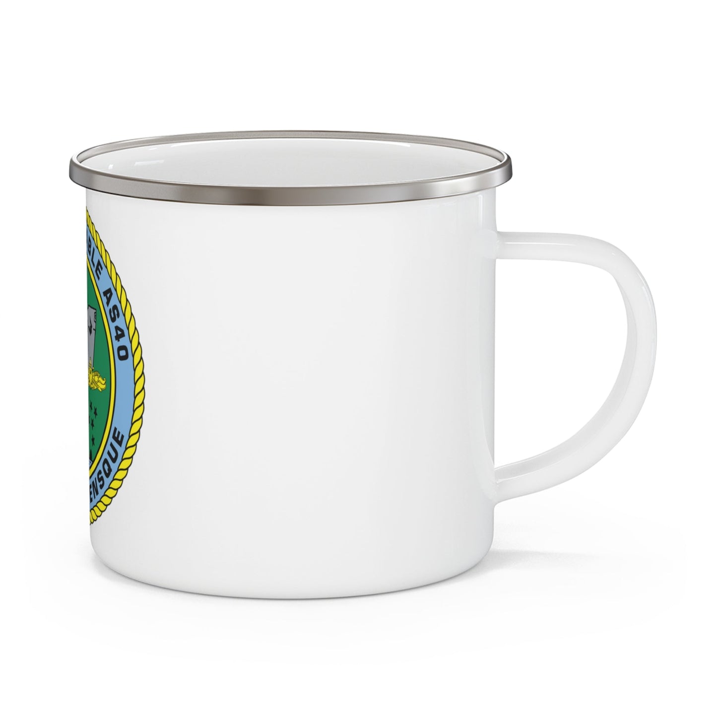 USS Frank Cable AS40 Parata Vollensque (U.S. Navy) Enamel Mug 12oz-12oz-The Sticker Space