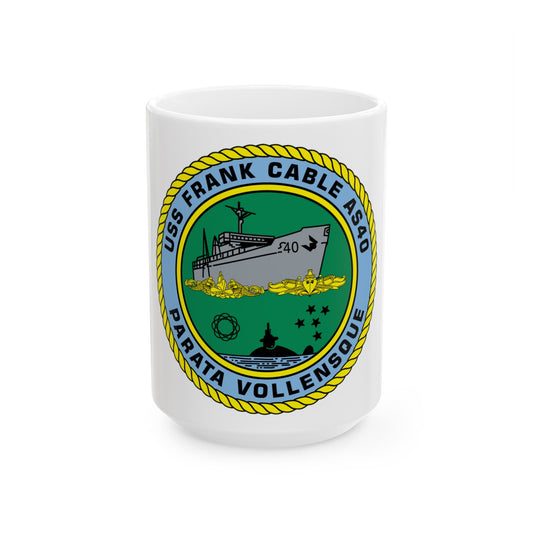 USS Frank Cable AS40 Parata Vollensque (U.S. Navy) White Coffee Mug-15oz-The Sticker Space