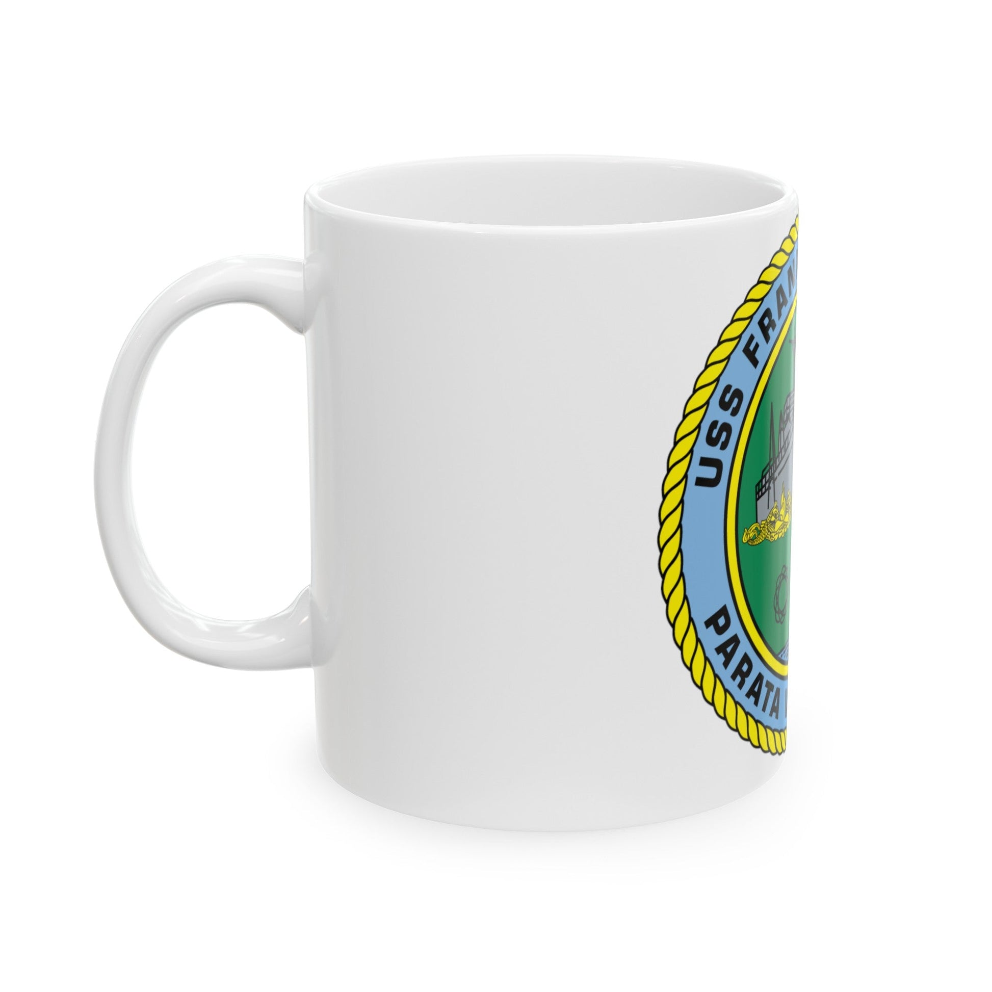 USS Frank Cable AS40 Parata Vollensque (U.S. Navy) White Coffee Mug-The Sticker Space