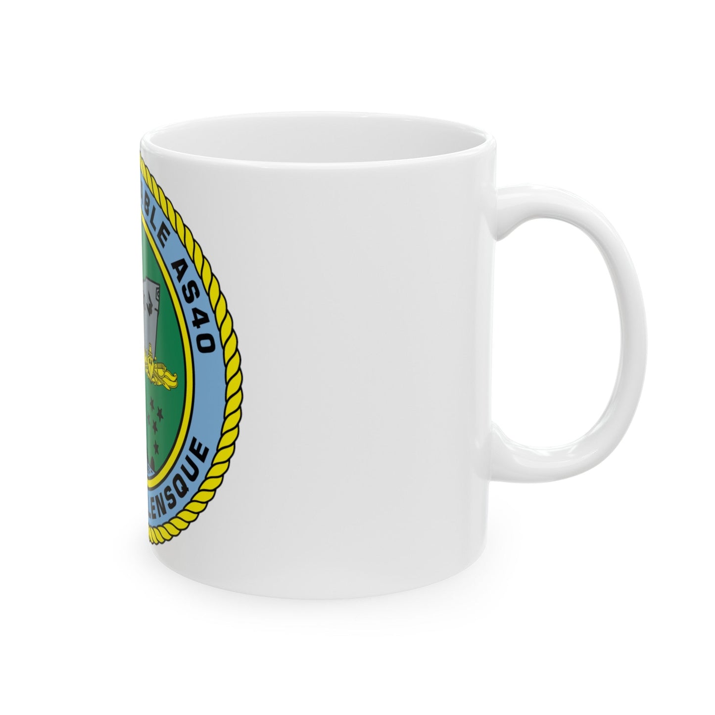 USS Frank Cable AS40 Parata Vollensque (U.S. Navy) White Coffee Mug-The Sticker Space