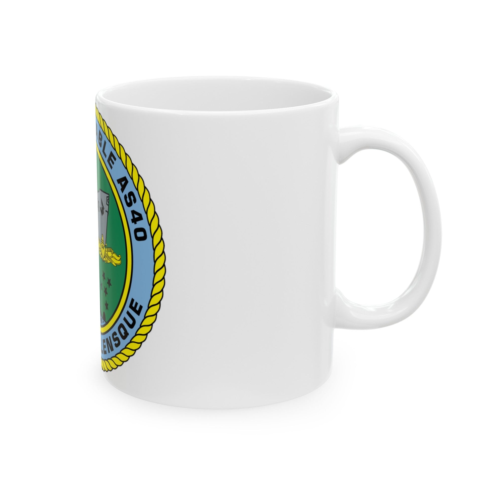 USS Frank Cable AS40 Parata Vollensque (U.S. Navy) White Coffee Mug-The Sticker Space