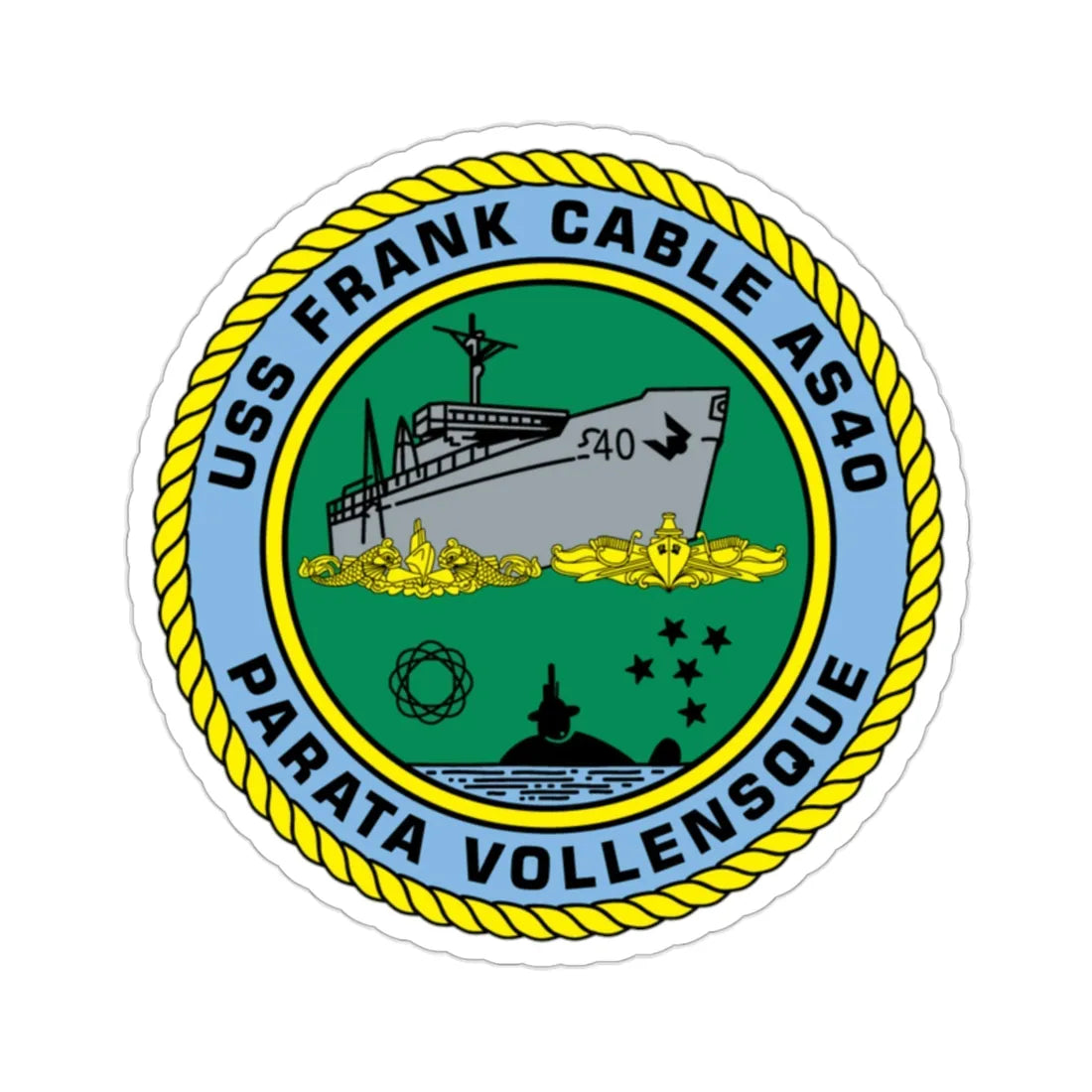 USS Frank Cable AS40 Parata Vollensque (U.S. Navy) STICKER Vinyl Die-Cut Decal 2 Inch - The Sticker Space