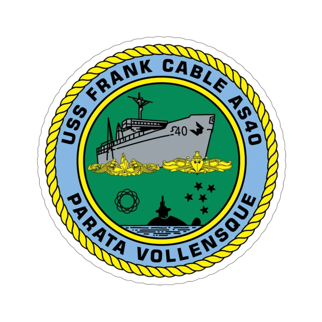 USS Frank Cable AS40 Parata Vollensque (U.S. Navy) STICKER Vinyl Die-Cut Decal 4 Inch - The Sticker Space