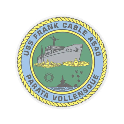 USS Frank Cable AS40 Parata Vollensque (U.S. Navy) STICKER Vinyl Kiss-Cut Decal 3 Inch Transparent - The Sticker Space