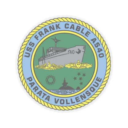 USS Frank Cable AS40 Parata Vollensque (U.S. Navy) STICKER Vinyl Kiss-Cut Decal 4 Inch Transparent - The Sticker Space