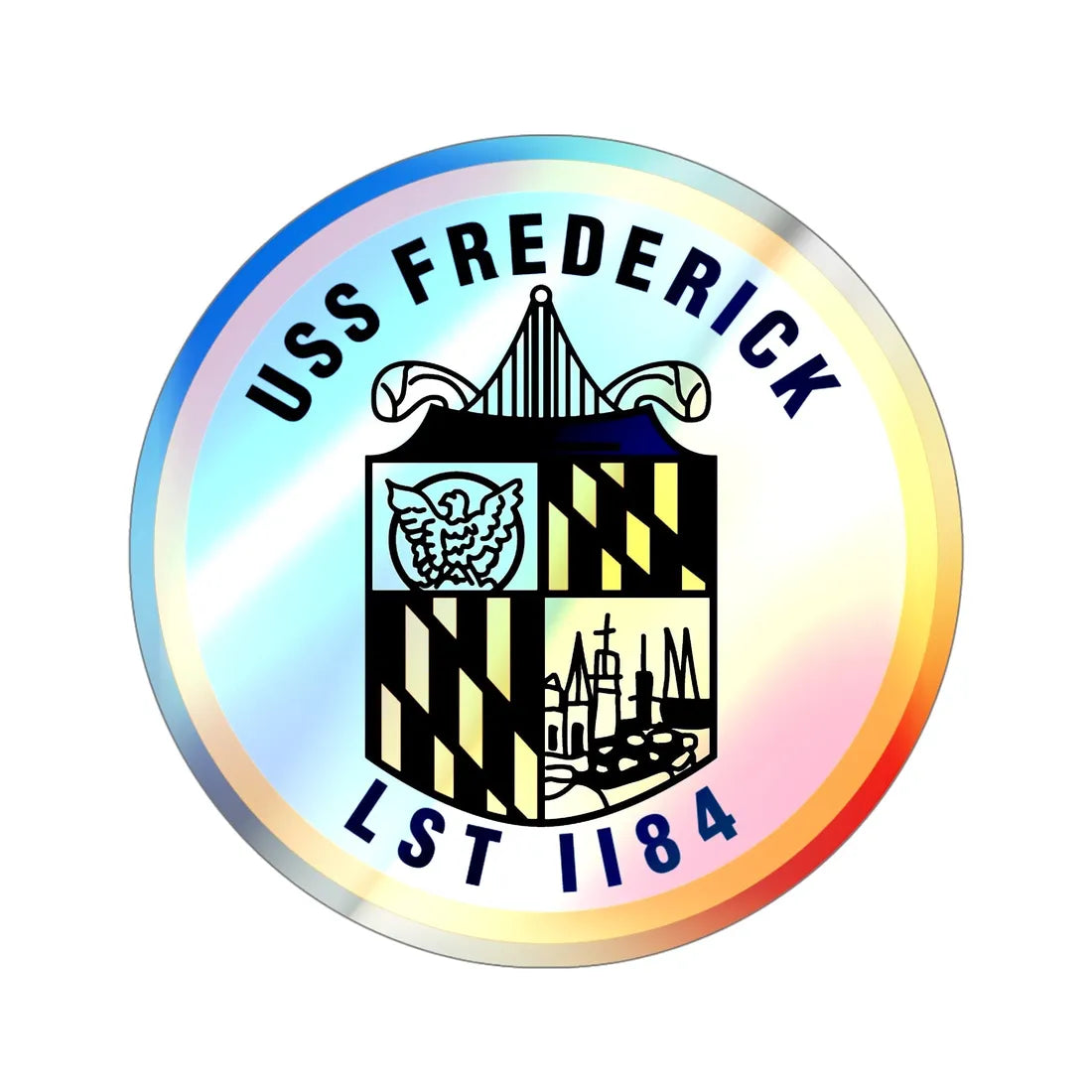 USS Frederick LST 1184 (U.S. Navy) Holographic STICKER Die-Cut Vinyl Decal 5 Inch Holographic - The Sticker Space
