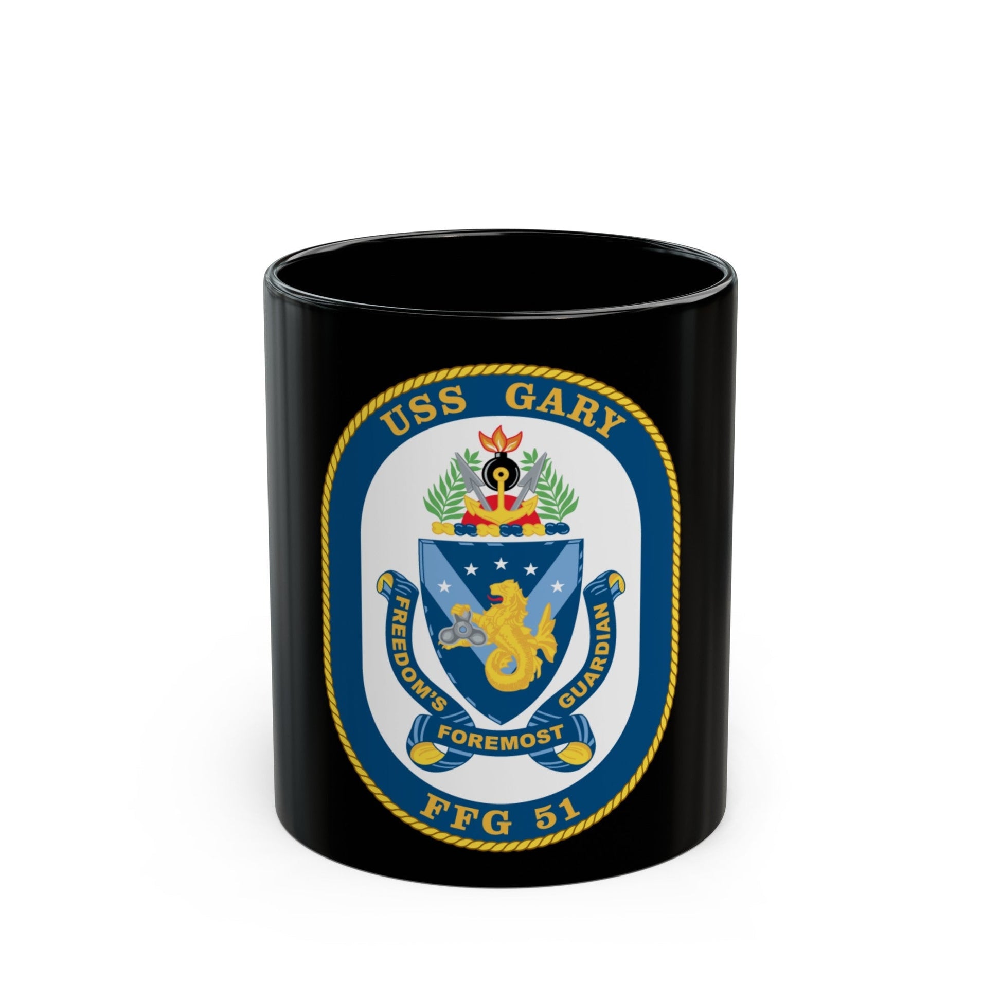 USS Gary FFG 51 (U.S. Navy) Black Coffee Mug-11oz-The Sticker Space