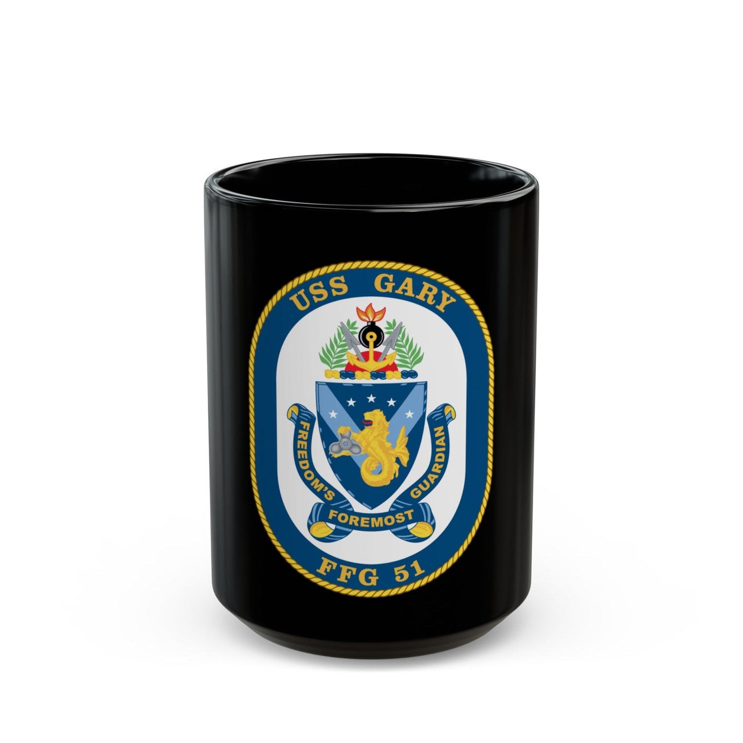 USS Gary FFG 51 (U.S. Navy) Black Coffee Mug-15oz-The Sticker Space