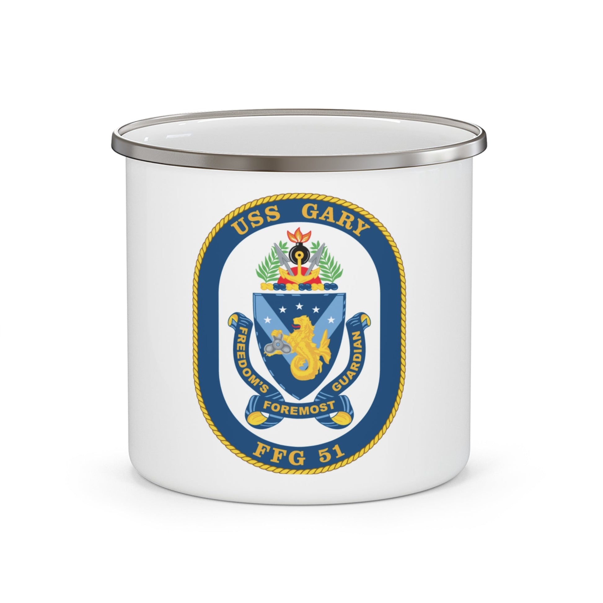 USS Gary FFG 51 (U.S. Navy) Enamel Mug 12oz-12oz-The Sticker Space