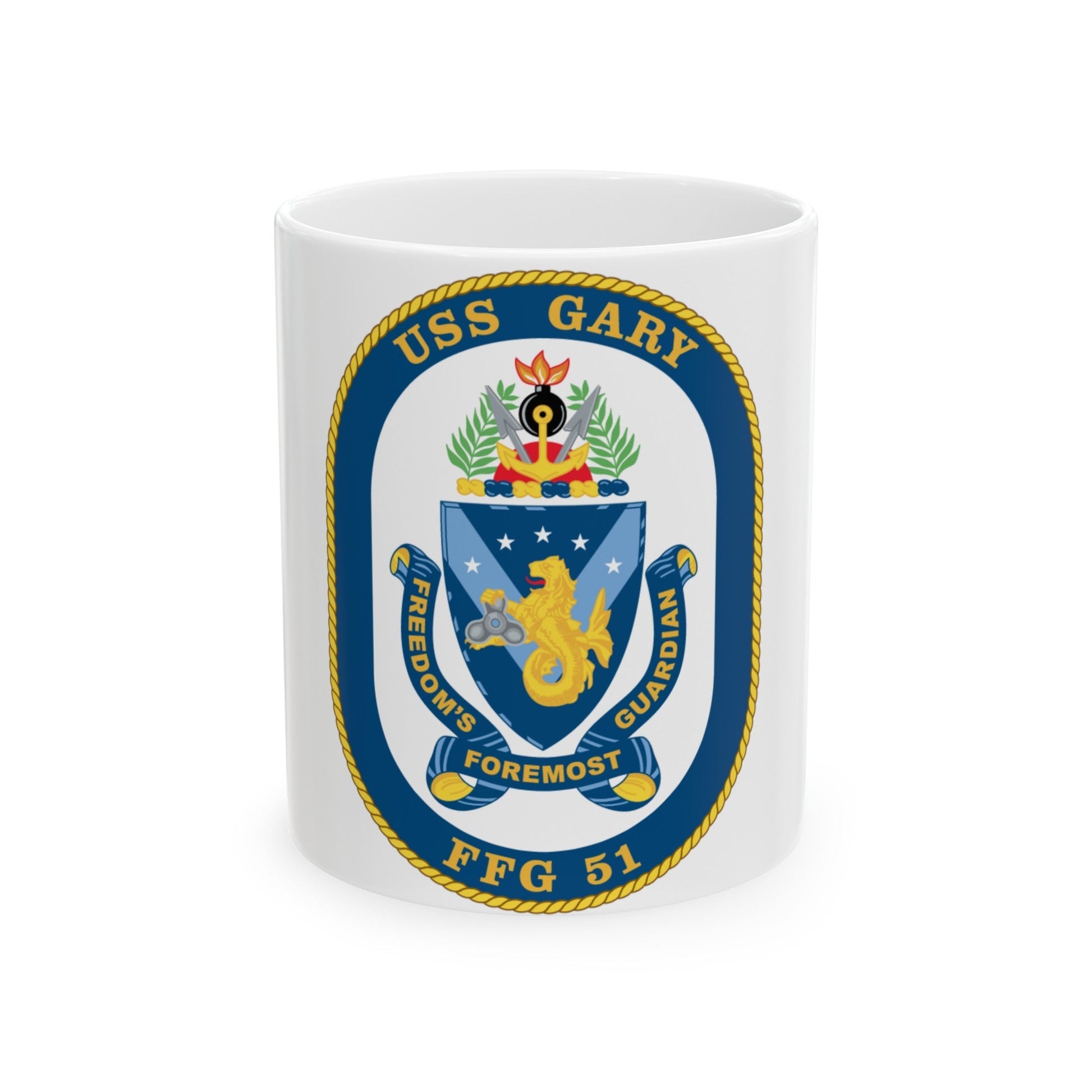 USS Gary FFG 51 (U.S. Navy) White Coffee Mug-11oz-The Sticker Space