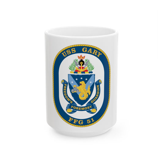 USS Gary FFG 51 (U.S. Navy) White Coffee Mug-15oz-The Sticker Space