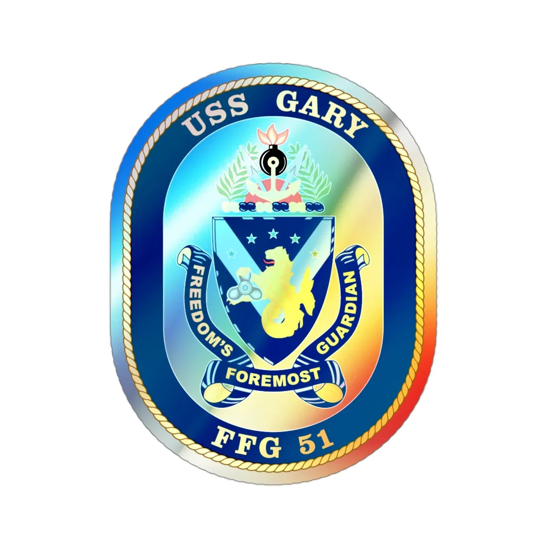 USS Gary FFG 51 (U.S. Navy) Holographic STICKER Die-Cut Vinyl Decal 3 Inch Holographic - The Sticker Space
