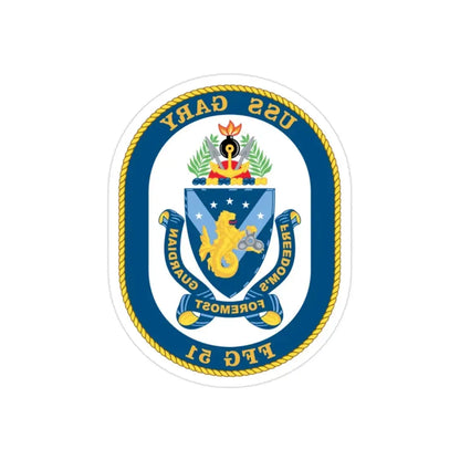 USS Gary FFG 51 (U.S. Navy) REVERSE PRINT Transparent Die-Cut STICKER 2 Inch Die-Cut Transparent - The Sticker Space