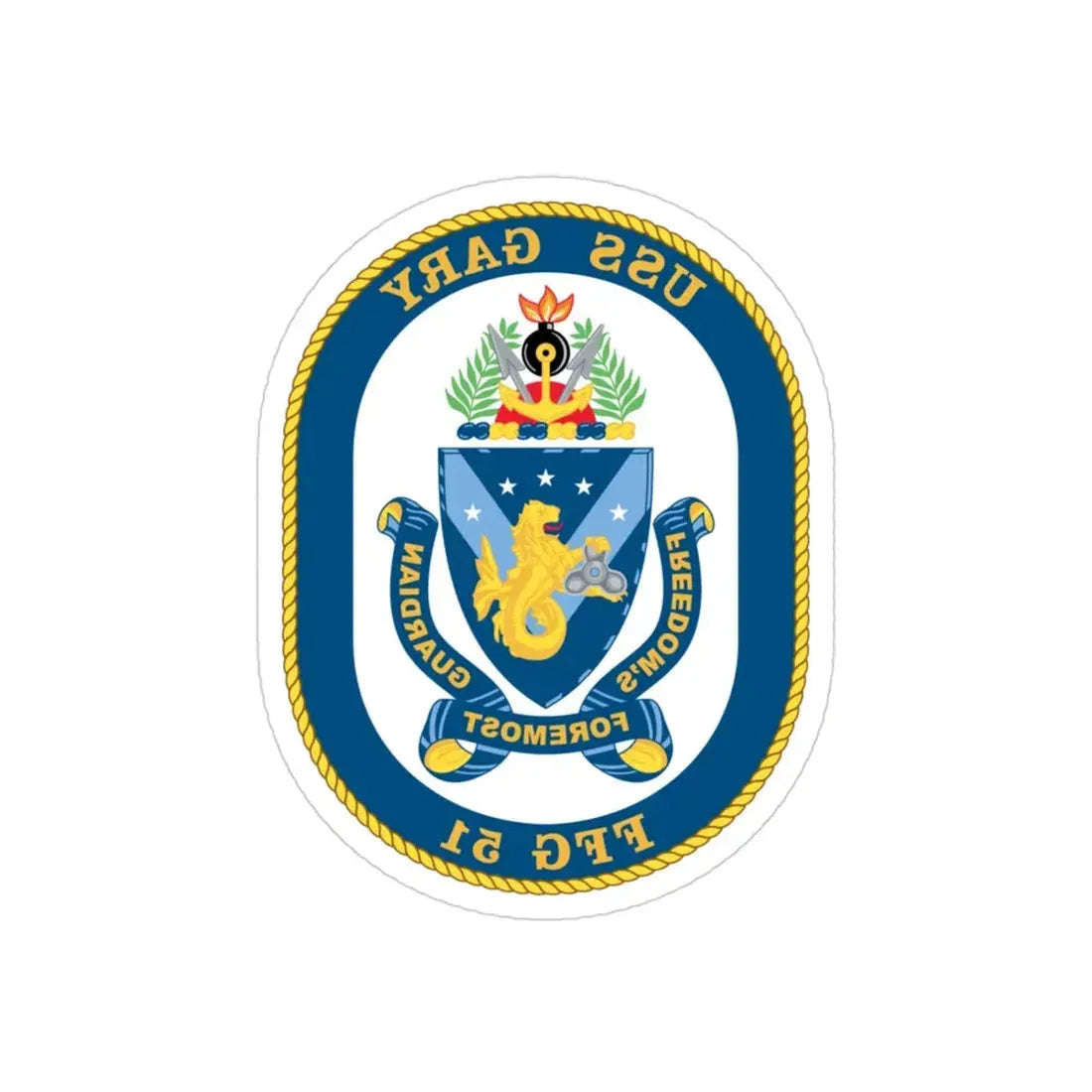 USS Gary FFG 51 (U.S. Navy) REVERSE PRINT Transparent Die-Cut STICKER 3 Inch Die-Cut Transparent - The Sticker Space
