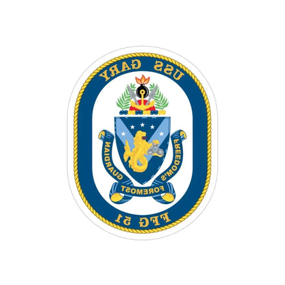 USS Gary FFG 51 (U.S. Navy) REVERSE PRINT Transparent Die-Cut STICKER 3 Inch Die-Cut Transparent - The Sticker Space
