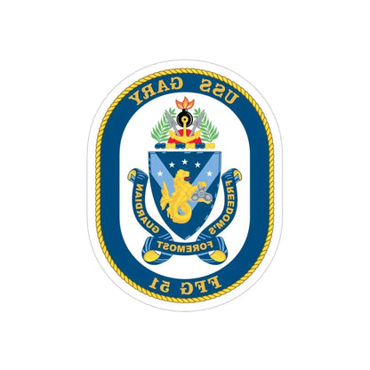 USS Gary FFG 51 (U.S. Navy) REVERSE PRINT Transparent Die-Cut STICKER 4 Inch Die-Cut Transparent - The Sticker Space