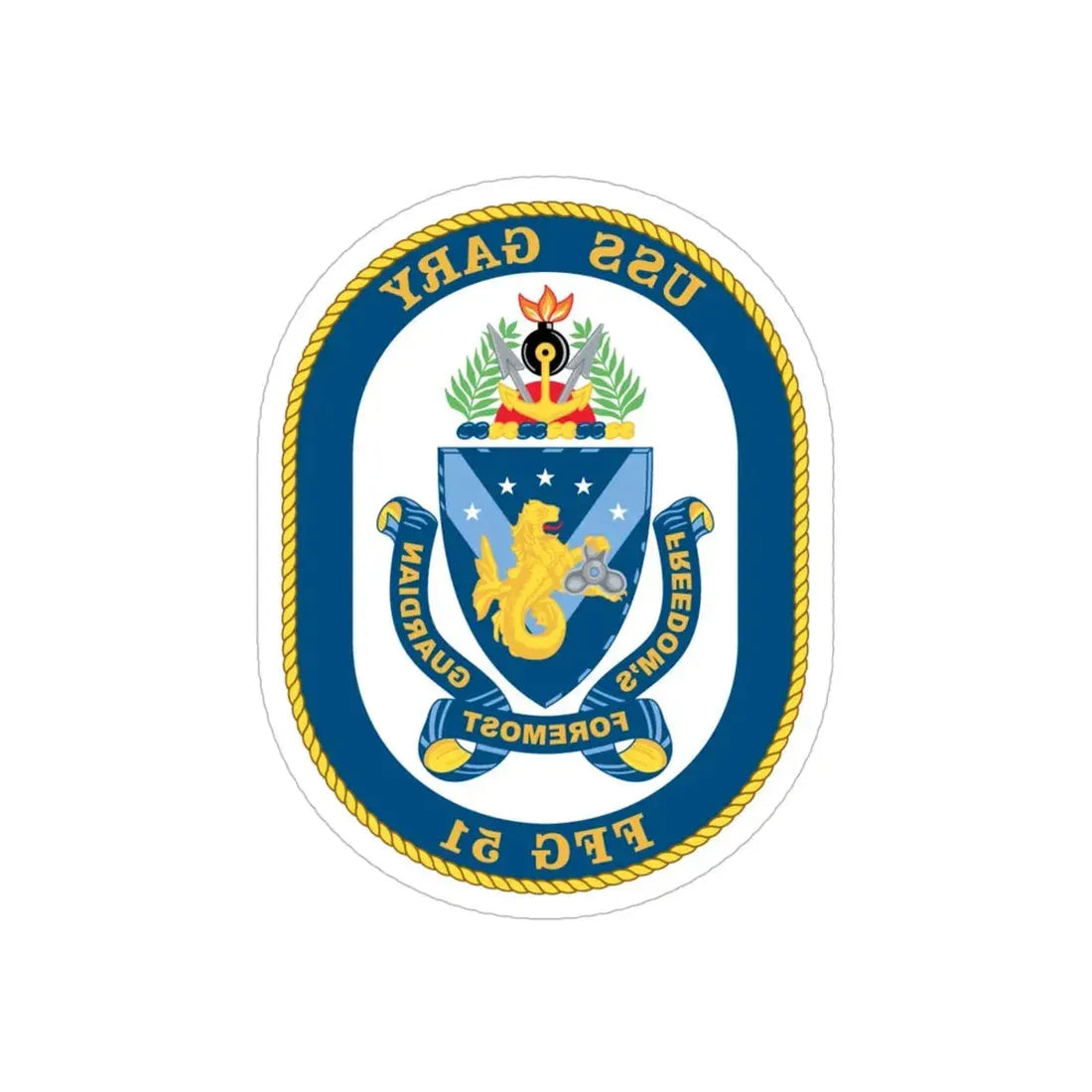 USS Gary FFG 51 (U.S. Navy) REVERSE PRINT Transparent Die-Cut STICKER 6 Inch Die-Cut Transparent - The Sticker Space