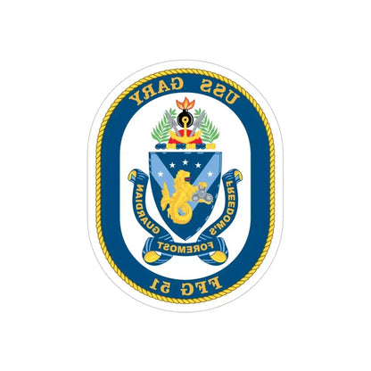 USS Gary FFG 51 (U.S. Navy) REVERSE PRINT Transparent Die-Cut STICKER 6 Inch Die-Cut Transparent - The Sticker Space