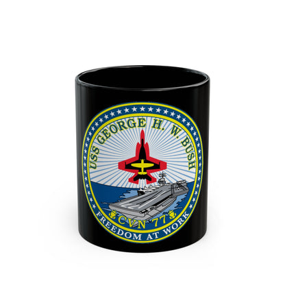 USS George HW Bush CVN 77 (U.S. Navy) Black Coffee Mug-11oz-The Sticker Space