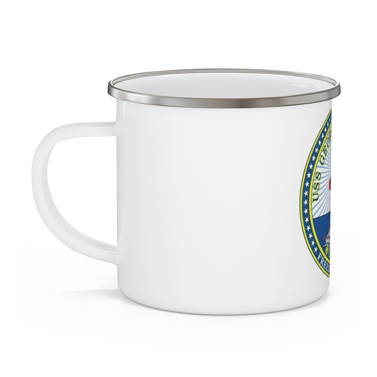 USS George HW Bush CVN 77 (U.S. Navy) Enamel Mug 12oz-12oz-The Sticker Space