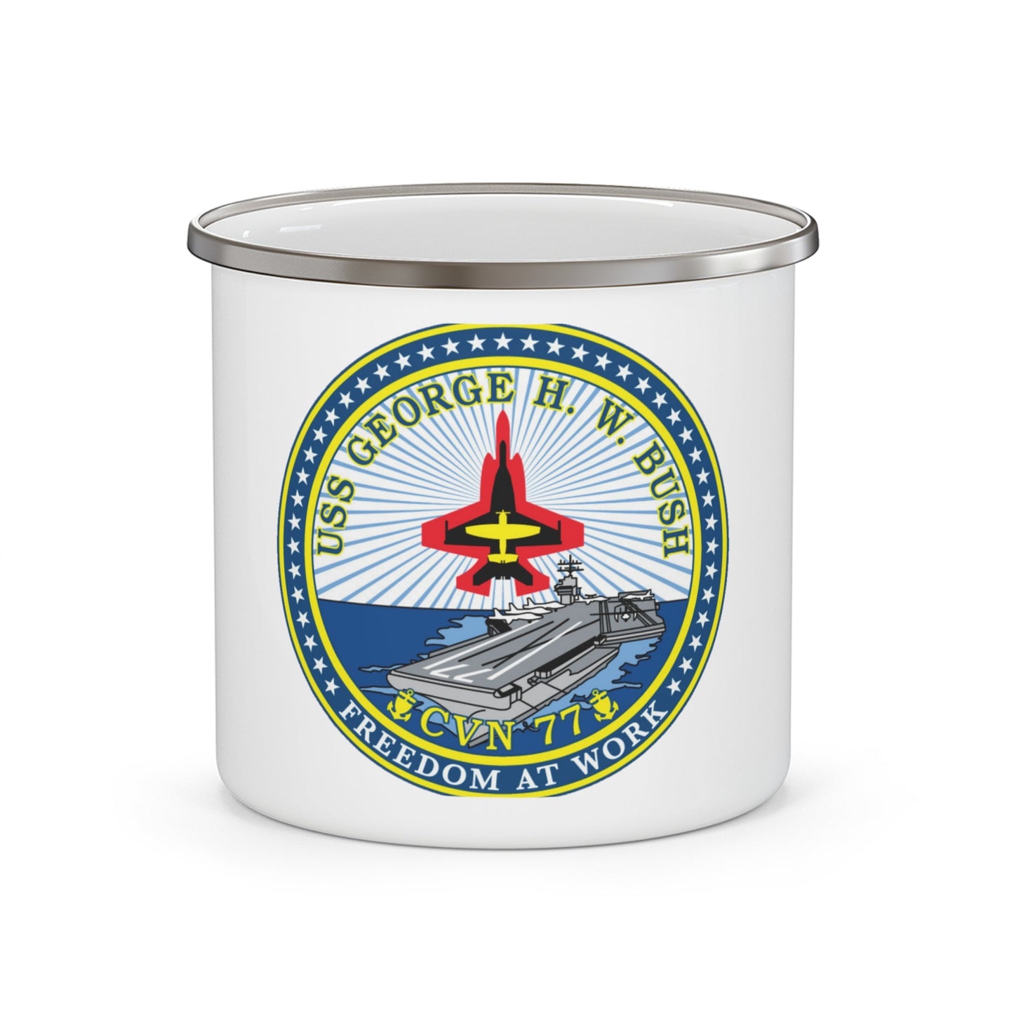 USS George HW Bush CVN 77 (U.S. Navy) Enamel Mug 12oz-12oz-The Sticker Space