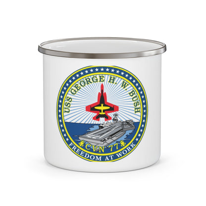 USS George HW Bush CVN 77 (U.S. Navy) Enamel Mug 12oz-12oz-The Sticker Space