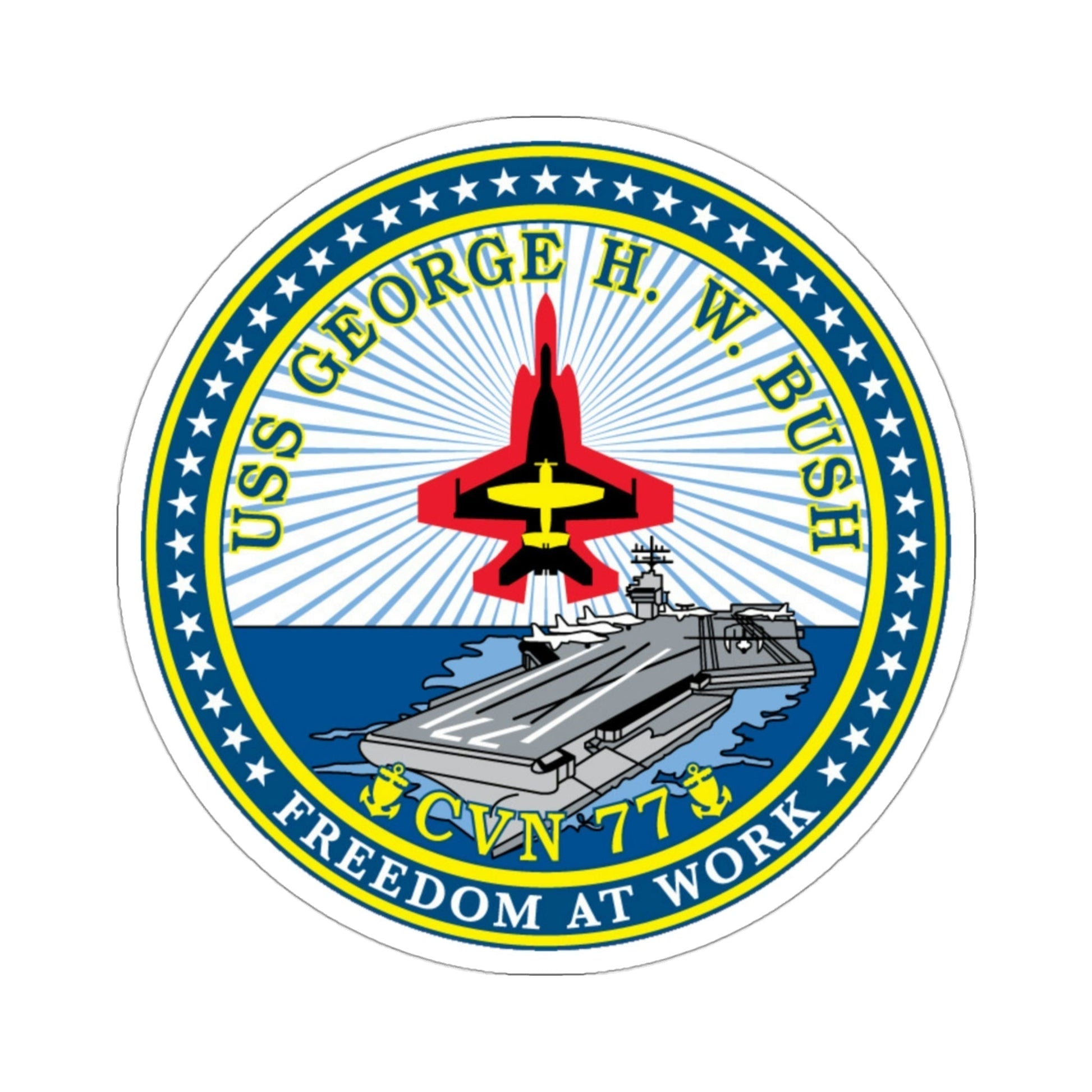 USS George HW Bush CVN 77 (U.S. Navy) STICKER Vinyl Die-Cut Decal-3 Inch-The Sticker Space