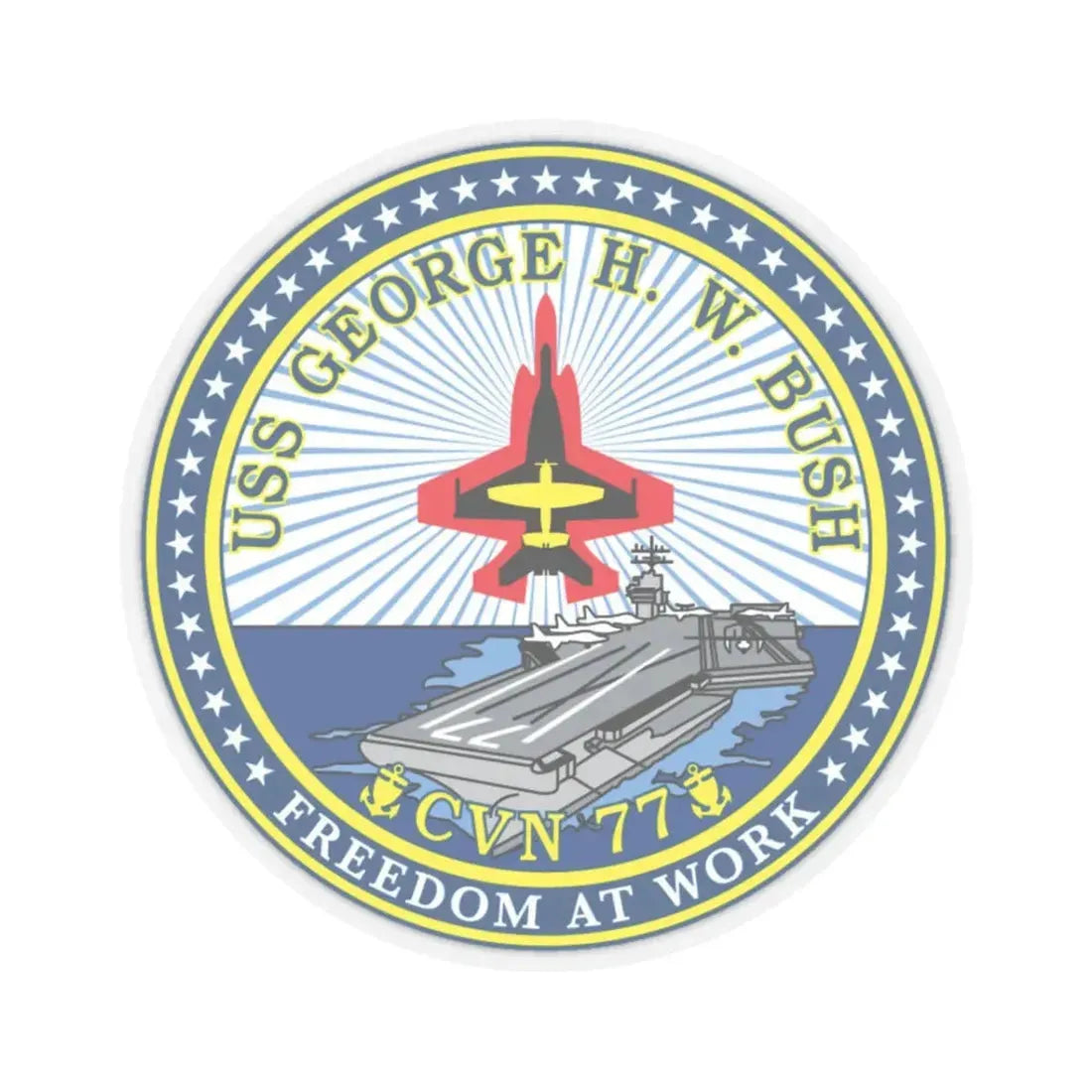 USS George HW Bush CVN 77 (U.S. Navy) STICKER Vinyl Kiss-Cut Decal 3 Inch Transparent - The Sticker Space