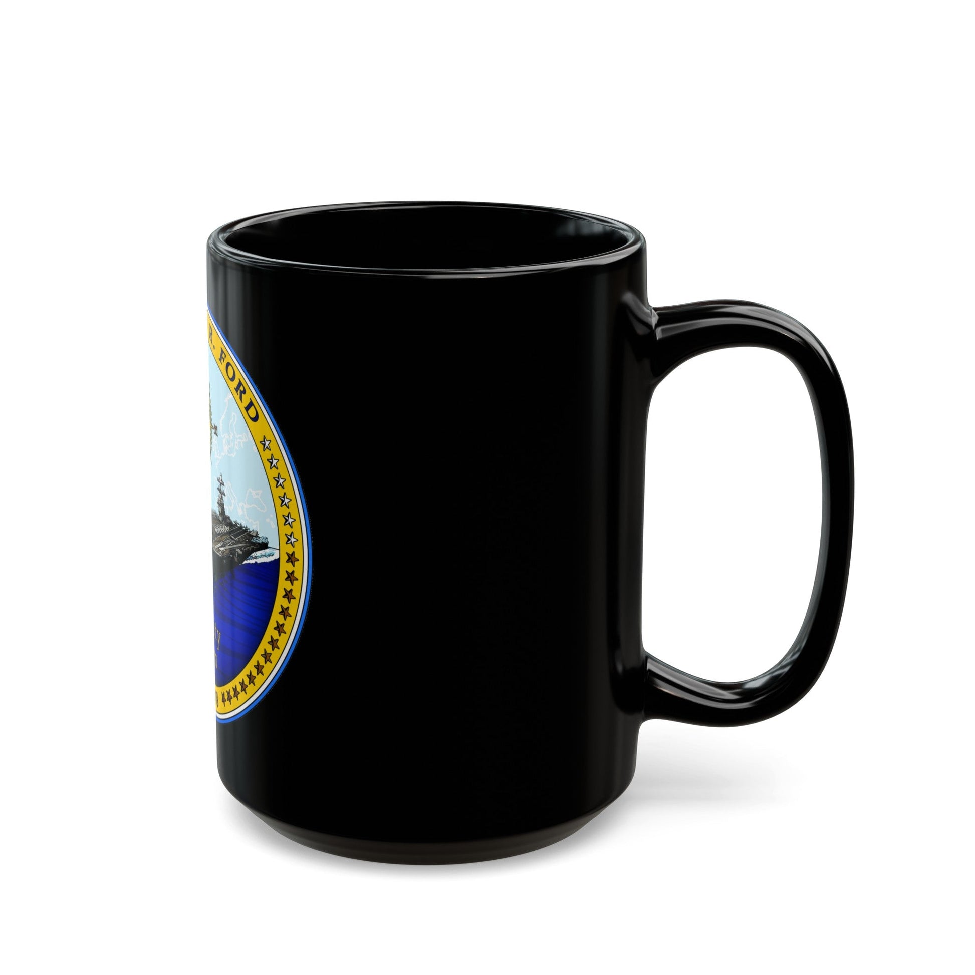 USS Gerald R Ford CVN 78 (U.S. Navy) Black Coffee Mug-The Sticker Space